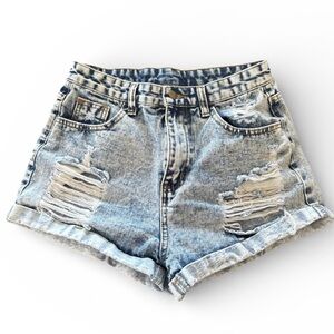 SHEIN Light Blue Ripped Jean Shorts